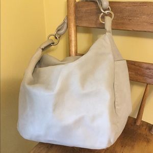 *LIKE NEW* Light grey leather hobo handbag
